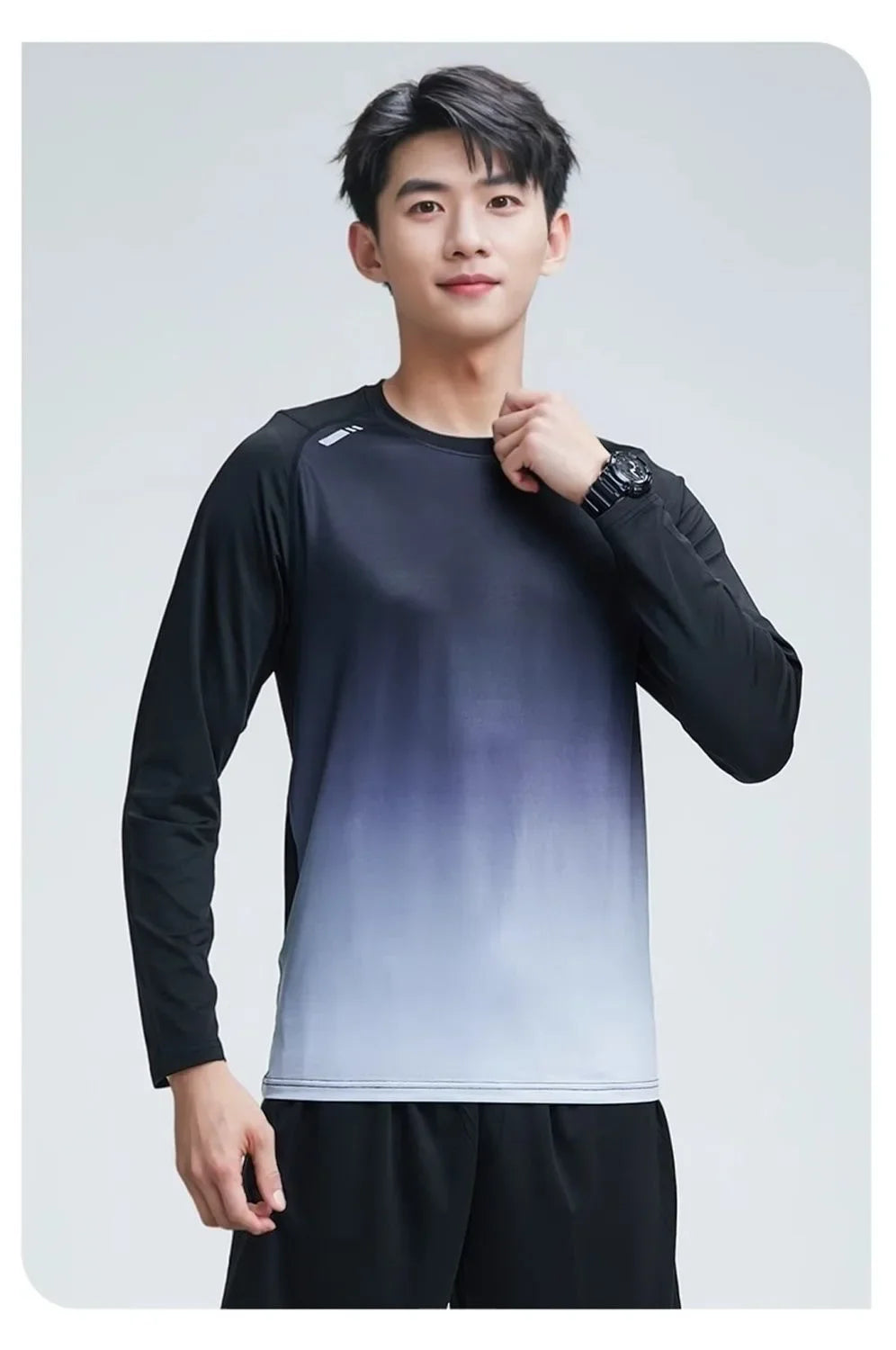 Quick Dry Ice Silk Men's T-Shirt Thin Sport Long Sleeve Loose Fitness Training Running Clothes New Style Summer Breathable Top