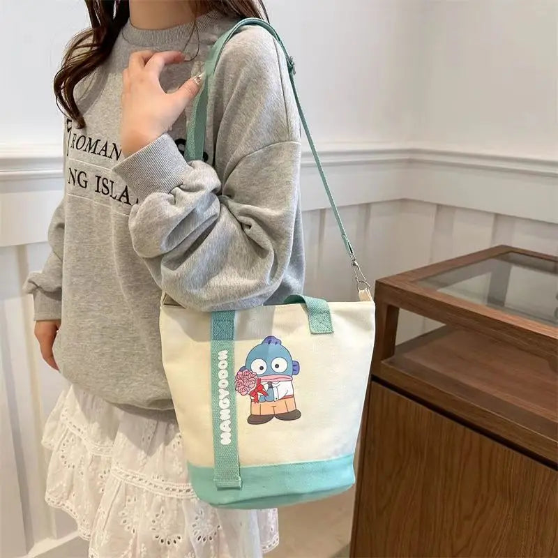 MINISO Sanrio Canvas Crossbody Bag Cute Fashion Handbag Bucket Bag Large Capacity Commuter Girl Gift