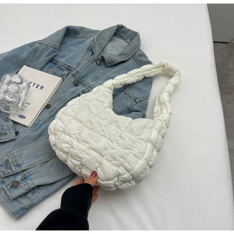 Women's Bag Korean Version Sweet Girly Style Shoulder Bag Fashion Casual Bubble Dumpling Bag Fold Cloud Bag Fashion Exquisite