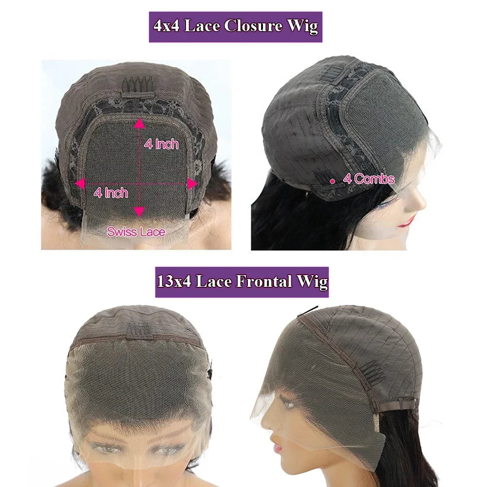 13x4 Bone Straight Short Bob Lace Front Human Hair Wigs 4x4 Lace Frontal Wig Brazilian 100% Human Hair 200 Density 12 14 16 Inch