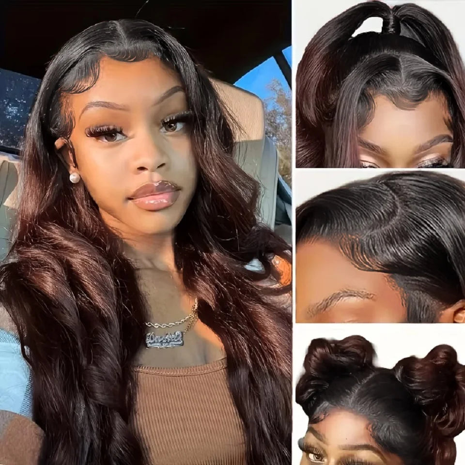 V Part Wig Ombre Reddish Brown Human Hair Remy Raw 28 30 Inch 250% No Glue Brazilian Loose Wavy V Part Human Hair Wigs for Women