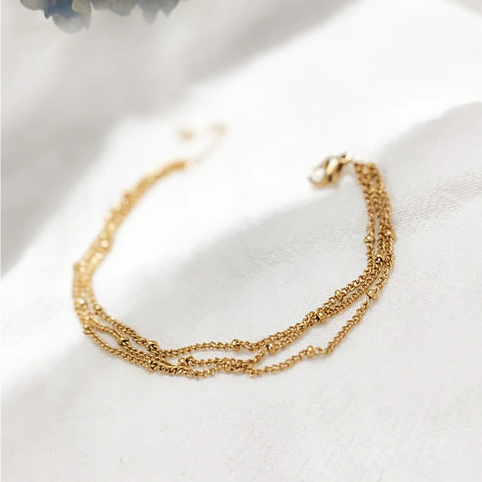 eManco Simple Women's Ball Chain Bracelet Bracelet New Layered Thin Beads Accessories Stainless Steel Jewelry Gifts Wholesale