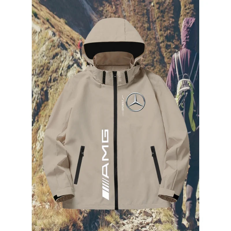 Mercedes-benz UPF100 + Men's autumn windbreaker with pocket zipper, sun protection jacket, UV ultra-light breathable fabric