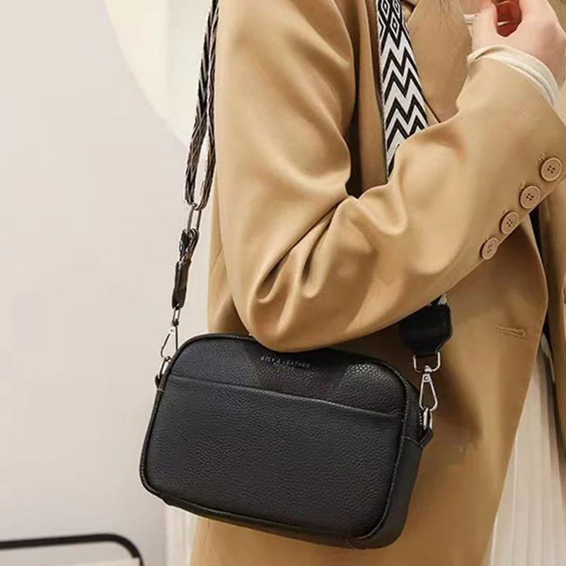 Unisex Canvas Crossbody Bag – Stylish Square Camera Purse with Wide Strap, Minimalist & Versatile for Men/Women. Casual Chic, Ne