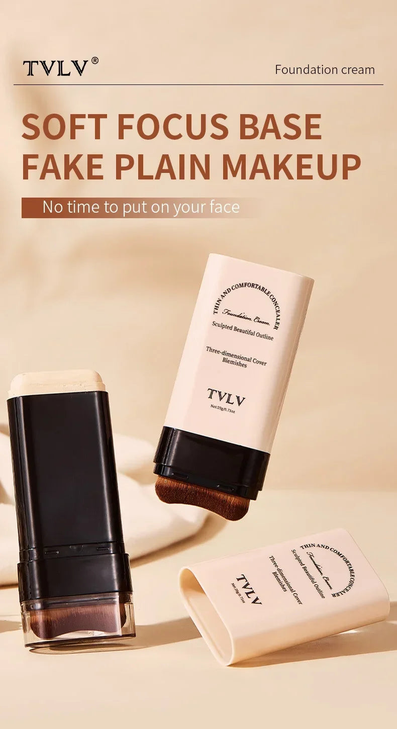TVLV eraser foundation make-up stick 20g, with brush to brighten skin liquid foundation, long-lasting makeup concealer