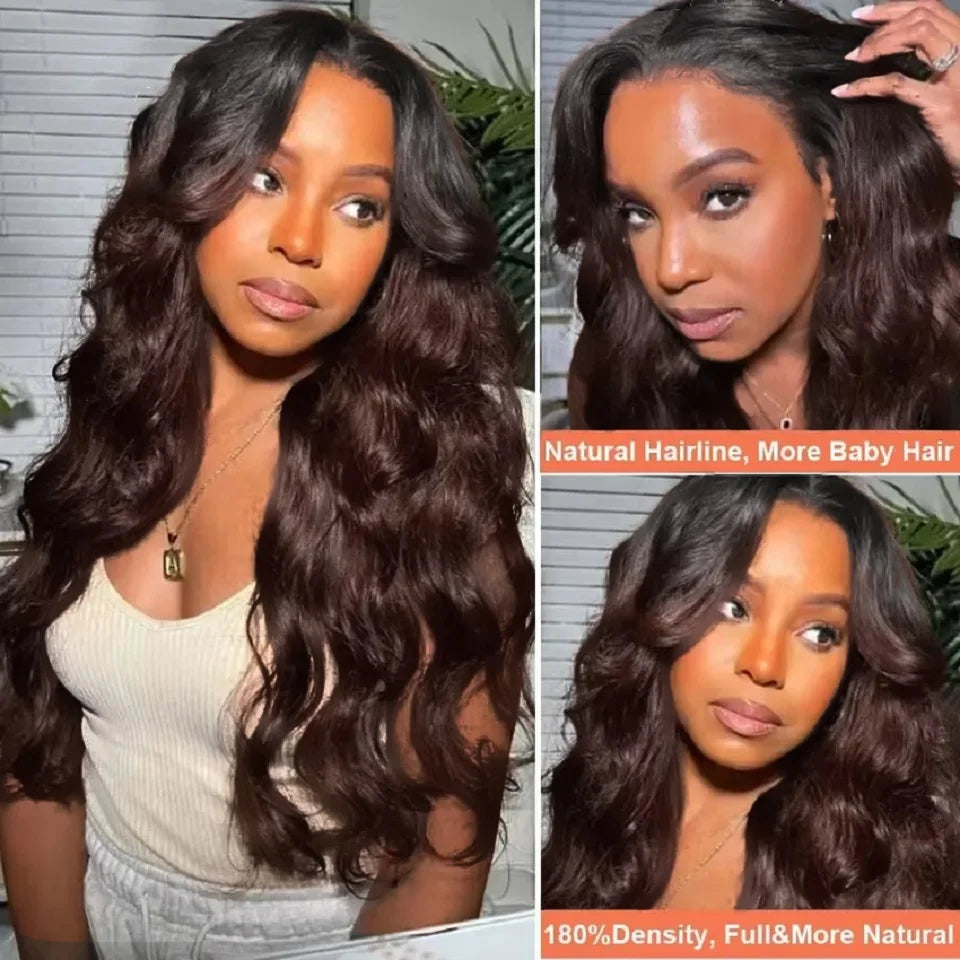 V Part Wig Ombre Reddish Brown Human Hair Remy Raw 28 30 Inch 250% No Glue Brazilian Loose Wavy V Part Human Hair Wigs for Women