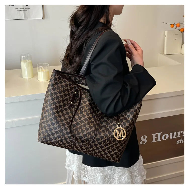 Large Capacity Commuting Tote Bags Fashionable Printed Pu Leather Handbag for Women College Students Class Handbags Shoulder Bag