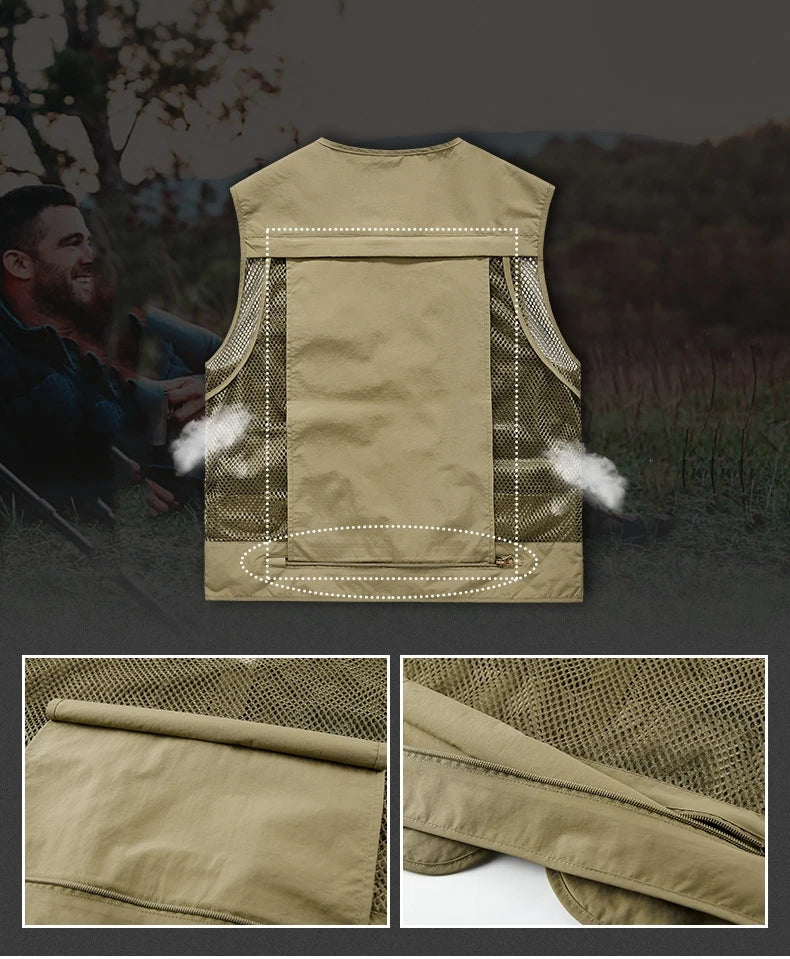 FGKKS 2023 Outdoor Leisure Vest Men's New Multi-Pocket Breathable Outdoor Sports Coat High-Quality Design Leisure Vest Men