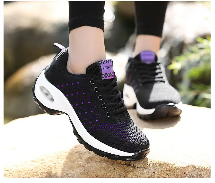 New Running Shoes Ladies Breathable Sneakers Summer Light Mesh Air Cushion Women's Sports Shoes Outdoor Lace Up Training Shoes