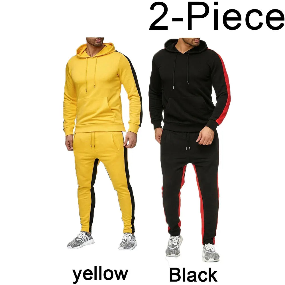 Men's 2 Piece Tracksuit Color Block Sweatsuit Stripes Casual Winter Long Sleeve Warm Moisture Wicking Breathable Sportswear Suit