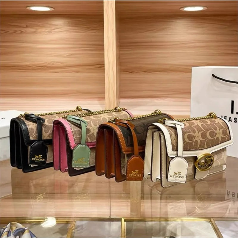 Light luxury women's bag 2025 new high-end color contrast single shoulder underarm bag designer fashionable crossbody small squa