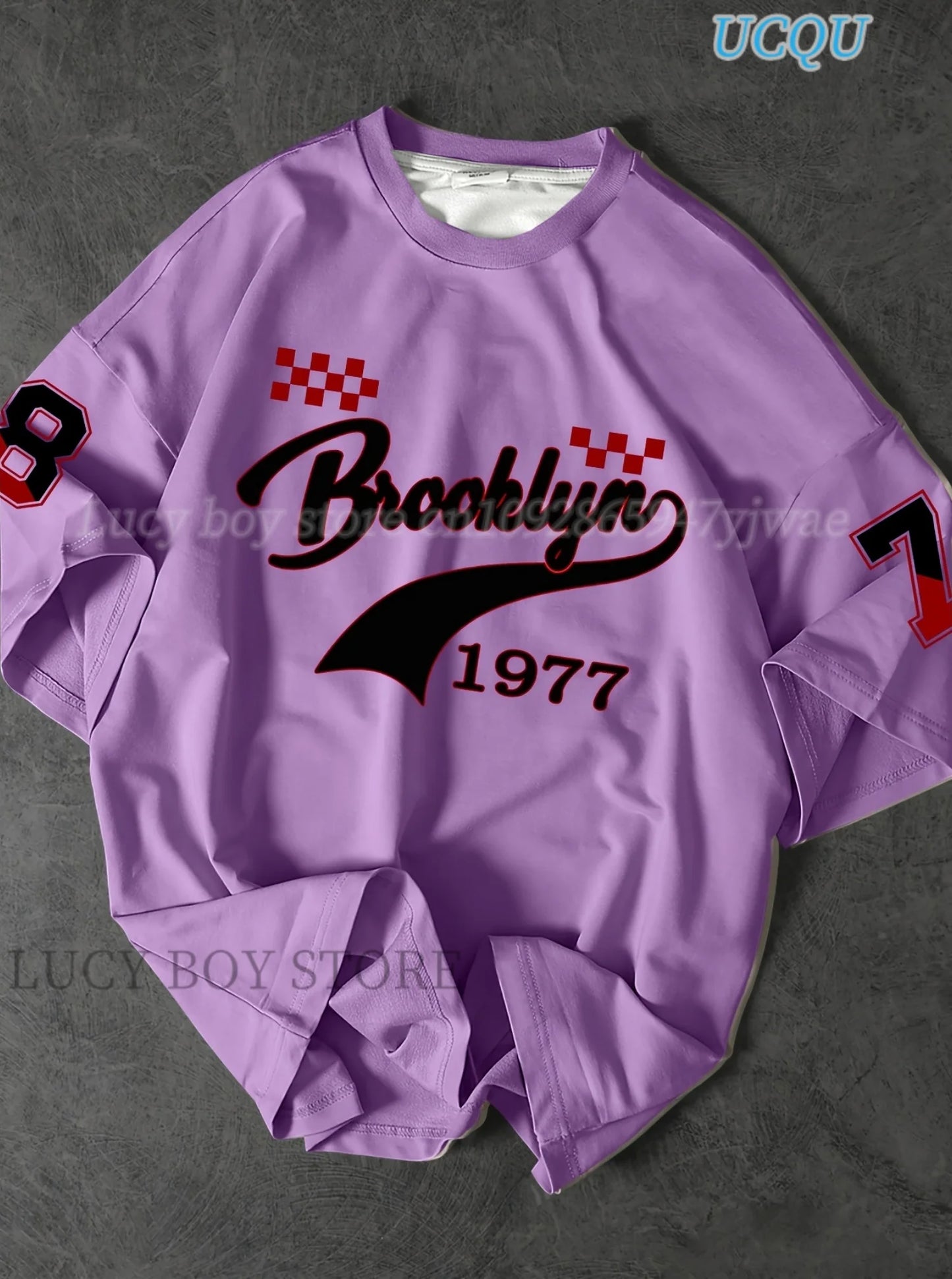 Mens BROOKLYN 1977Printed Short Sleeve T Shirt Man O-Neck Sportwear Brooklyn Racing Football Tee Vintage Casual Tops Men Clothes