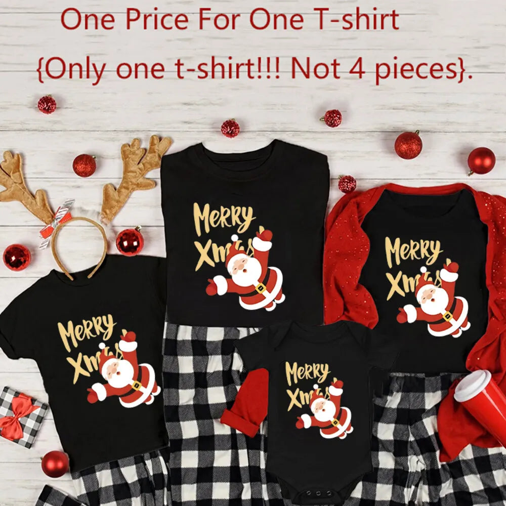 Merry Xmas Matching Family Christmas Shirts Family Christmas Shirts Xmas Tees Father Mother Kids T-shirt Baby Romper