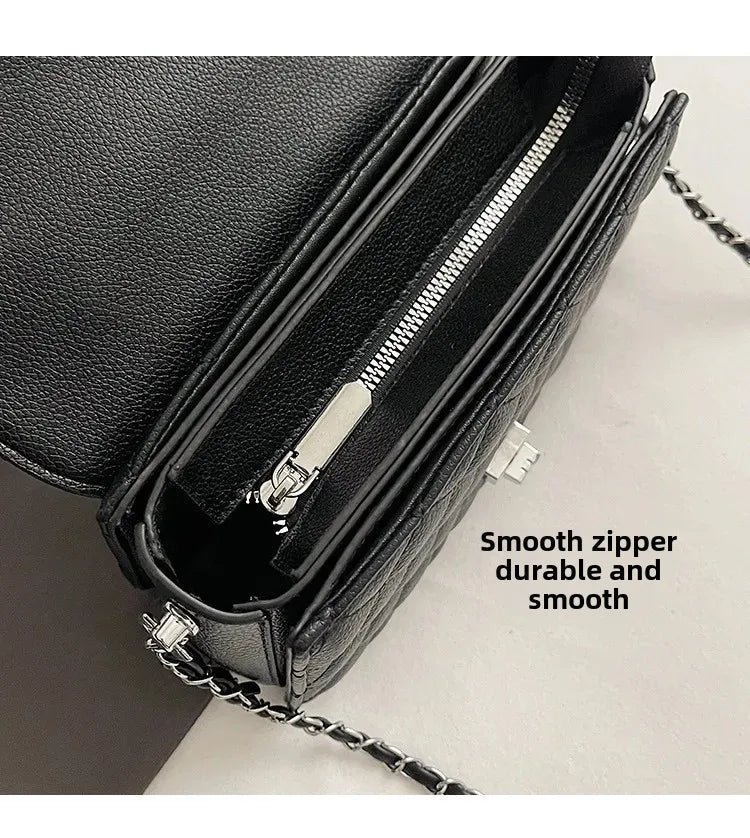 Small Square Lattice Chain Crossbody Bag Women's Shoulder Handbag Simple Handheld Underarm Bag Hot Sale Of The Season New Versat