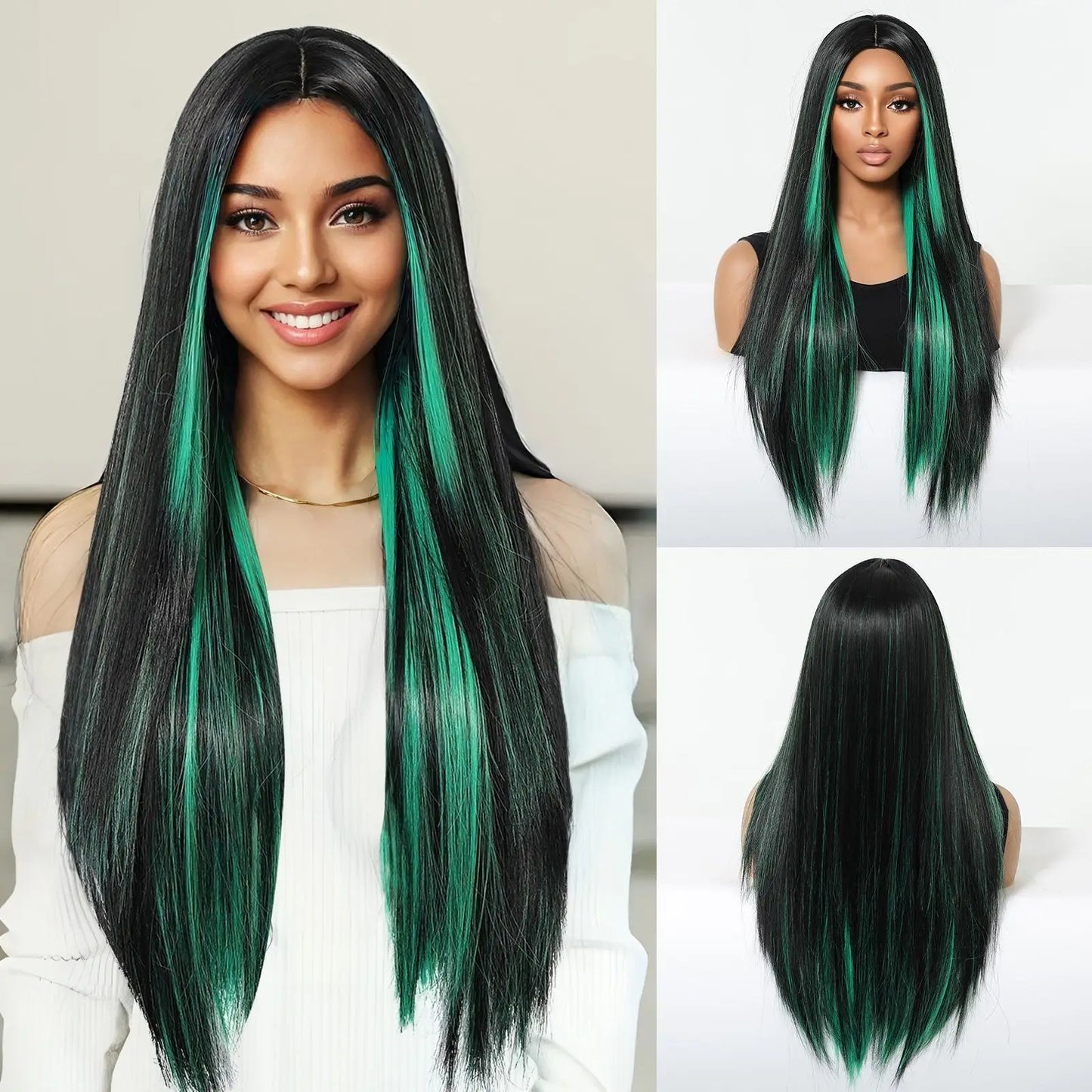 Long Ombre Blonde Synthetic Wigs Middle Part Natural Long Straight layering Wigs For Women Party Halloween Cosplay Daily Wear