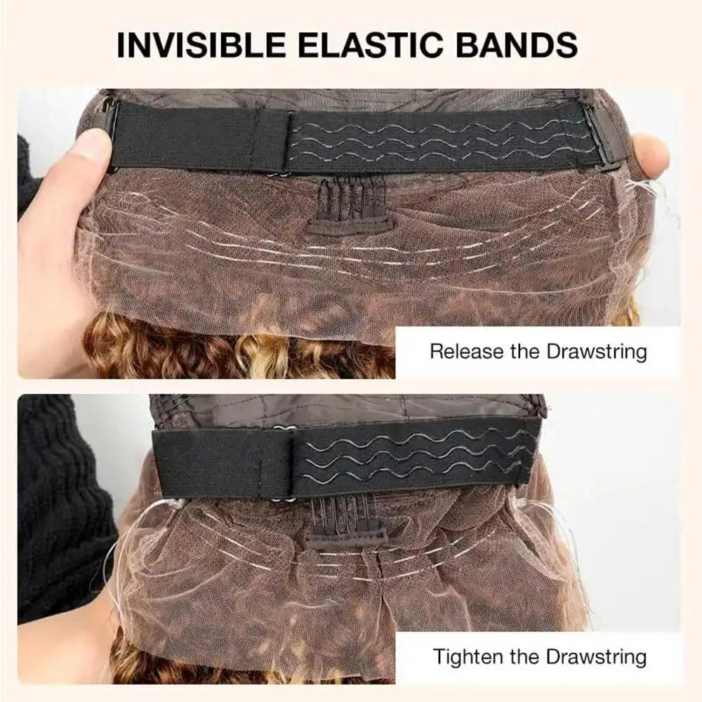 Invisible Strap 360 Full Lace Glueless Wig Chocolate Brown Deep Wave Frontal Wig Hidden Water Wave Lace Front Wig Human Hair