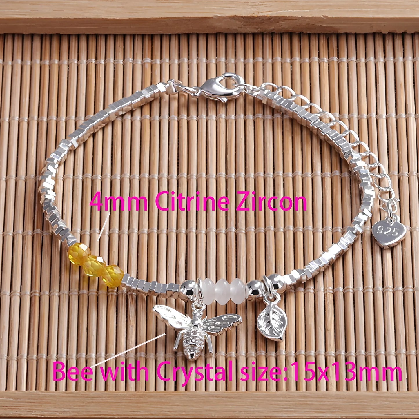 VENTFILLE 925 Sterling Silver Zircon Love Heart Bracelet For Women Bowknot Stars Bead Snake Bone Chain Jewelry Gift Dropship
