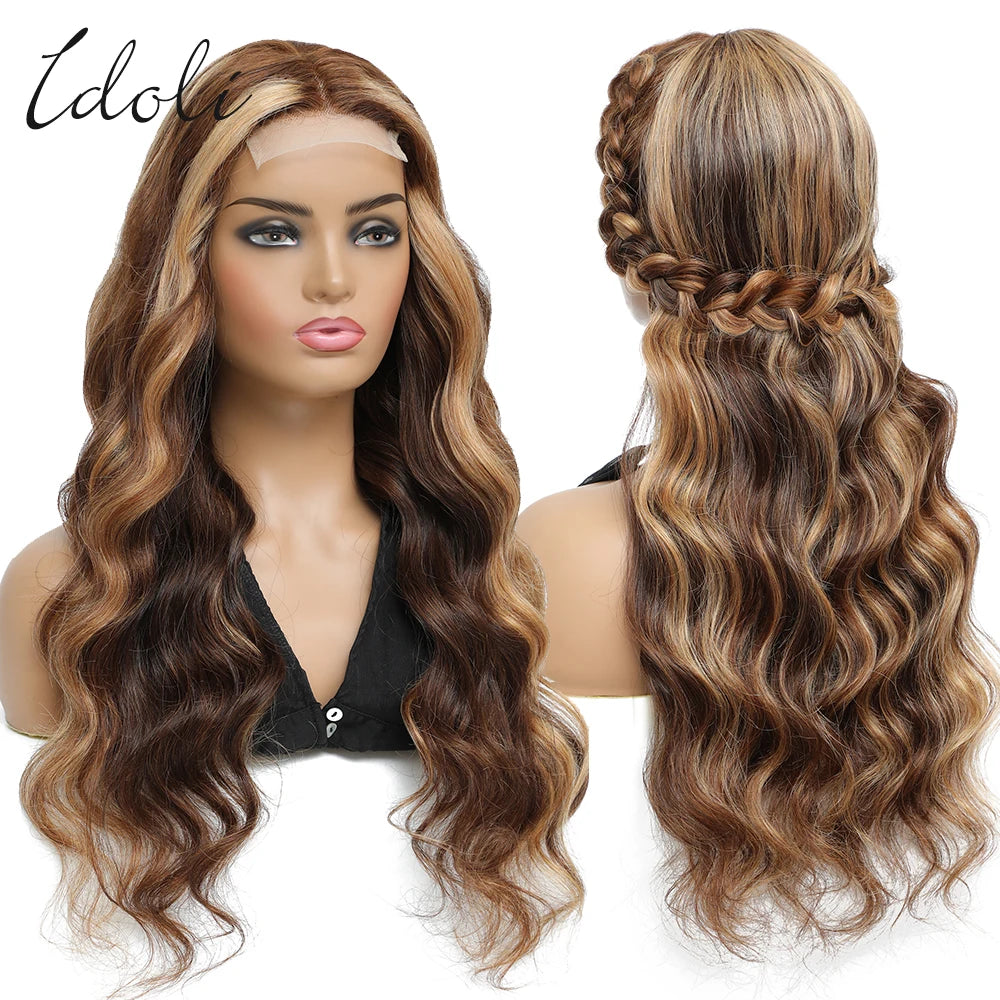 Highlight Wig Human Hair Body Wave Lace Frontal Wigs Colored 13x4 Lace Frontal Wig P4/27 Ombre Honey Blond Lace Front Human Hair