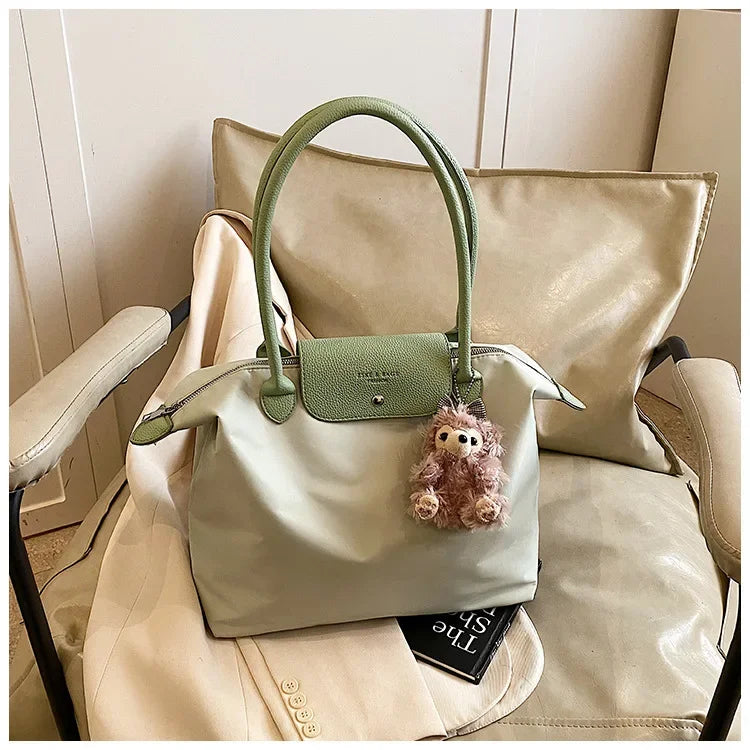 Eco-Friendly Dumpling Shape Tote Bag Versatile Ladies Handbag Single Shoulder Slant Cross Commuter Bag Soft Canvas Square Shape