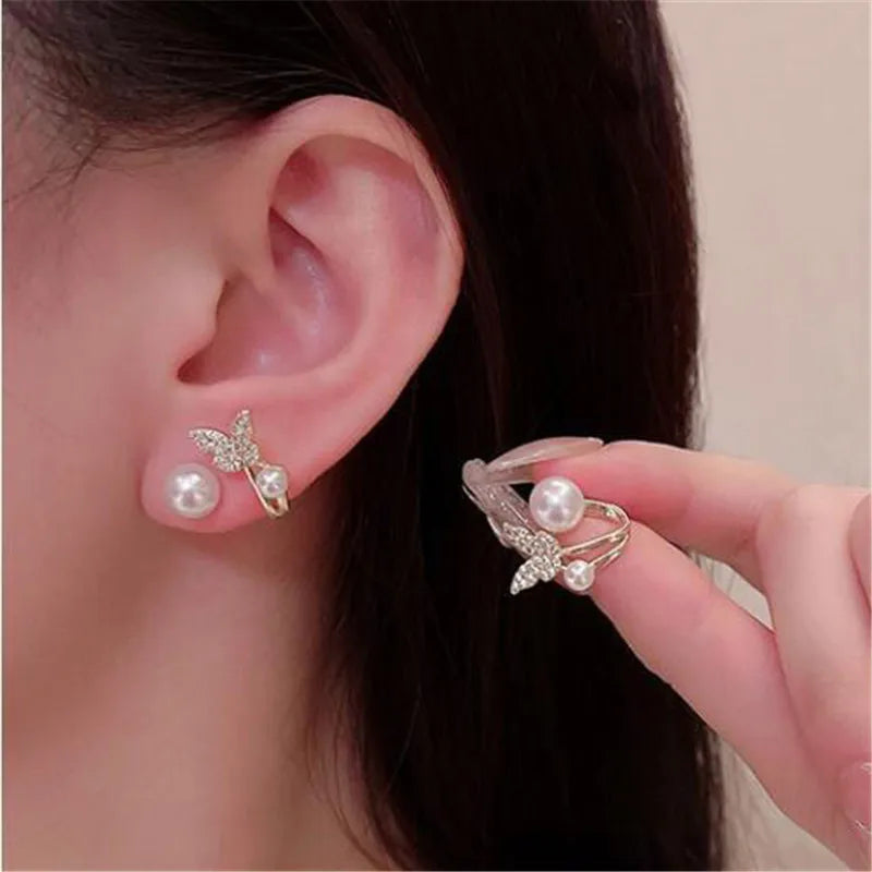 WUKALO 2024 New Elegant Gold Color Heart Pearl Stud Earrings Korean Fashion Jewelry For Woman Girls Accessories Wholesale