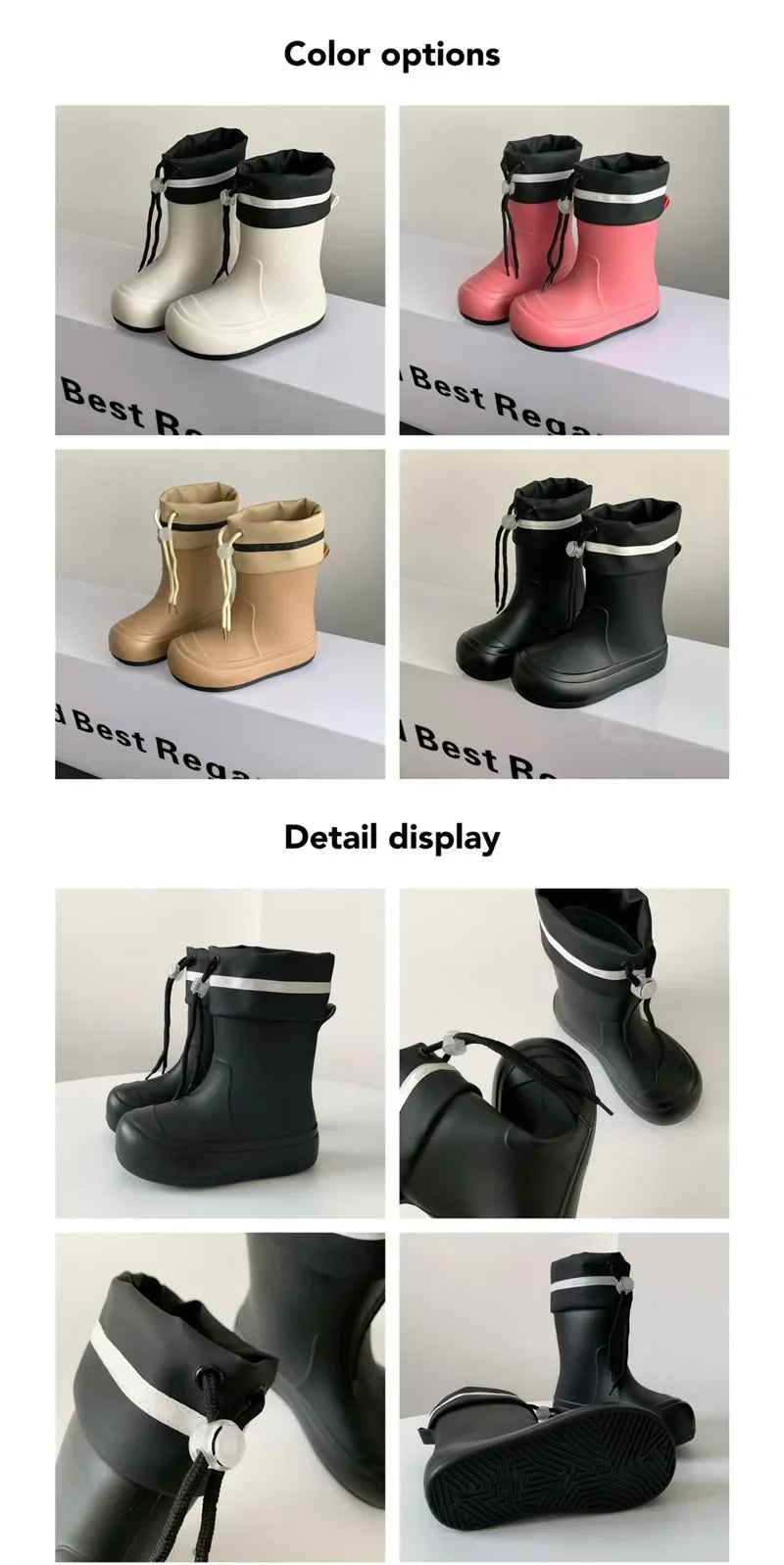 Cute Mid-Calf Rain Boots Women's Student Fashion Casual Play Water Outdoor School Shoes Parent-Child Rain Shoes PVC Material
