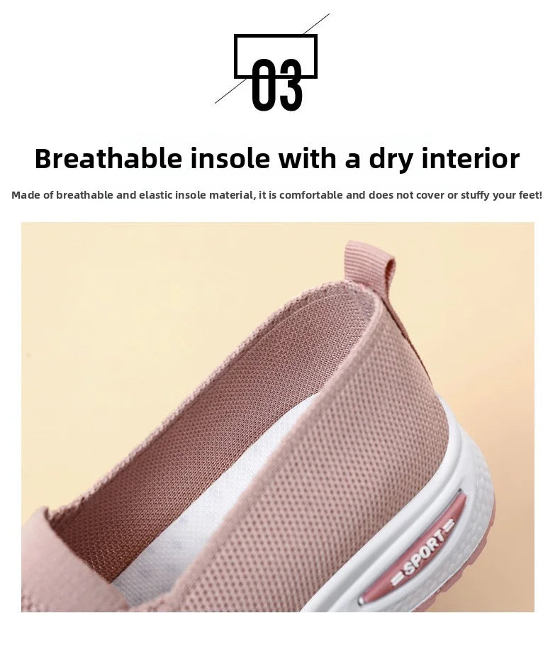 Summer Women's Sneakers Breathable Slip on Walking Shoes Mesh Low Top Womens Vulcanized Shoes Soft Sole Lightweight Women Shoes