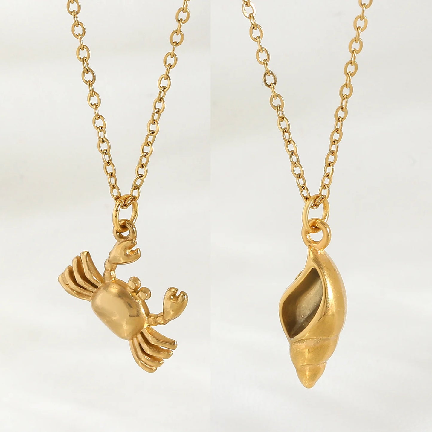 MHS.SUN Starfish Shell Conch Pendant Necklaces For Women Men Stainless Steel Trendy Chain Choker Beach Jewelry Summer Party