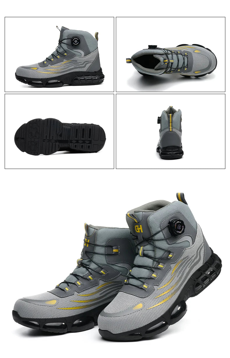 High Top Work Safety Boots Men Steel Toe Cap Work Shoes Rotating Button Indestructible Sneakers Protection Men Safety Shoes