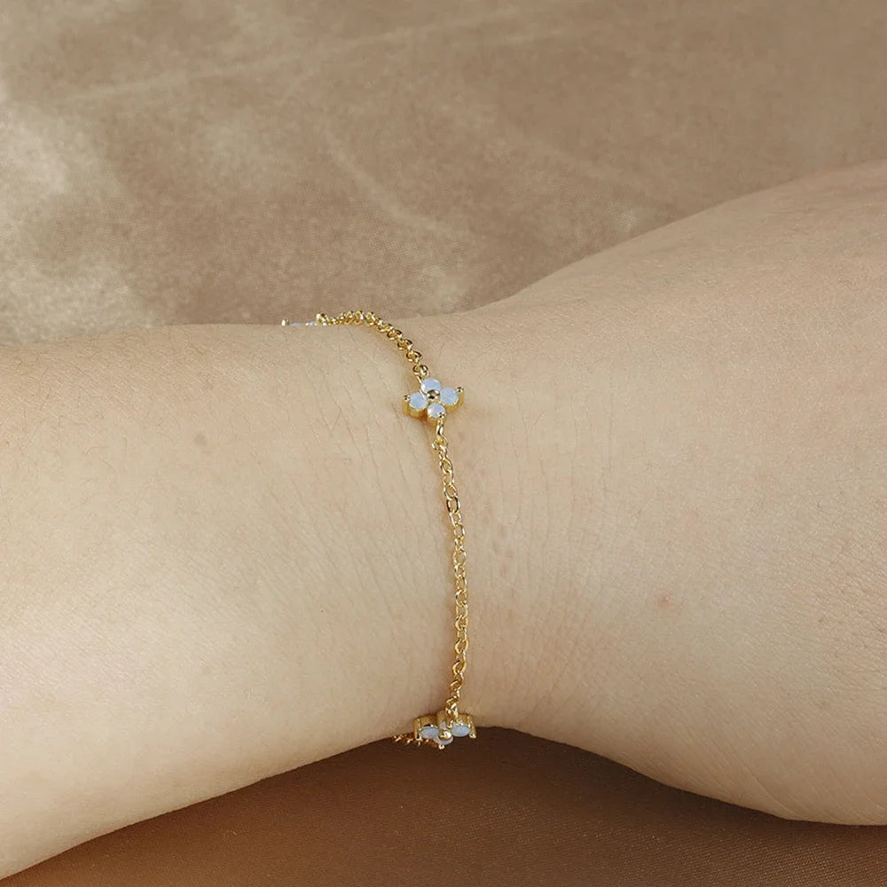 925 Silver Plated Four-leaf Flower Zircon Chain Necklace for Women Luxury Collar Charm Necklaces 2025 Trend Jewelry