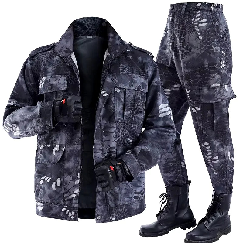 Wear-resistant camouflage suit for men and women's work clothes Spring and autumn thickened labor protection clothing, dirt resi
