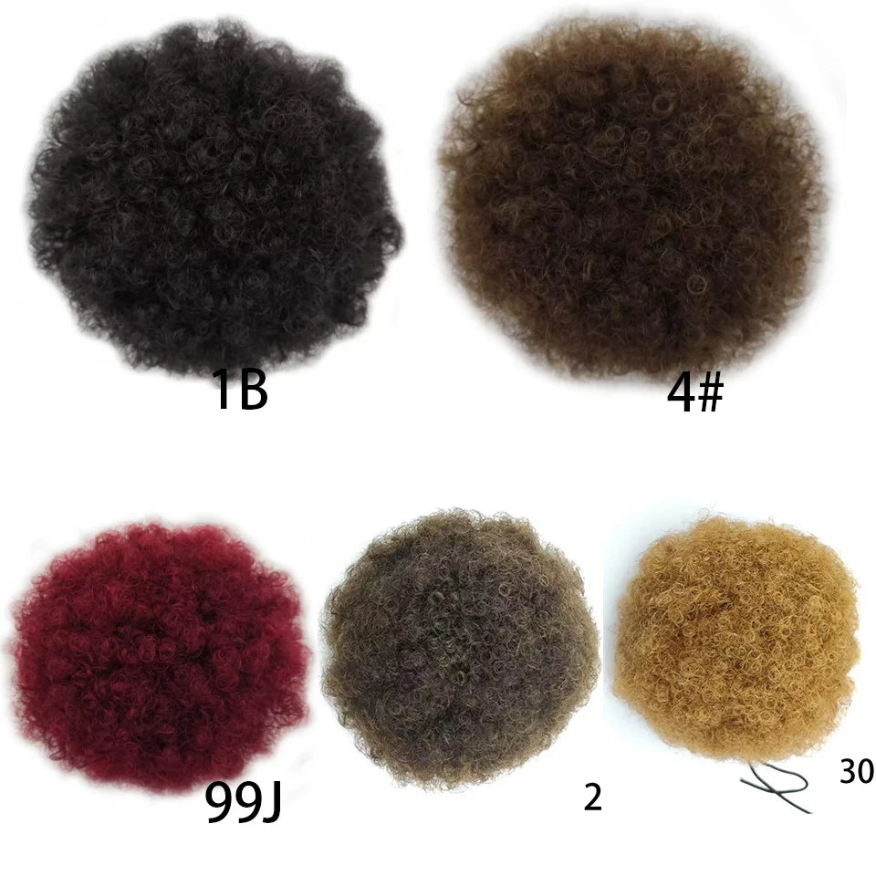 100% Human Hair Afro Kinky Puffs Drawstring Ponytail Extensions for Black Women 4# 99J 30 Kinky Curly Afro Puff Hair Accessories