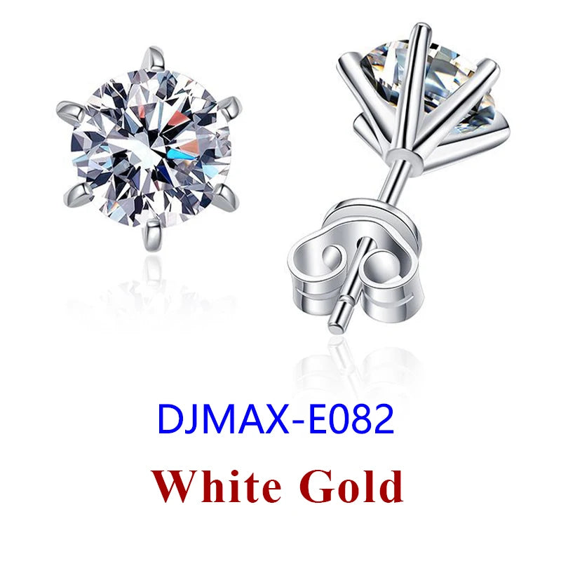 DJMAX 0.5-2ct Moissanite Diamond Stud Earrings for Women Original 925 Sterling Silver Lady's Moissanite Earring New 2025