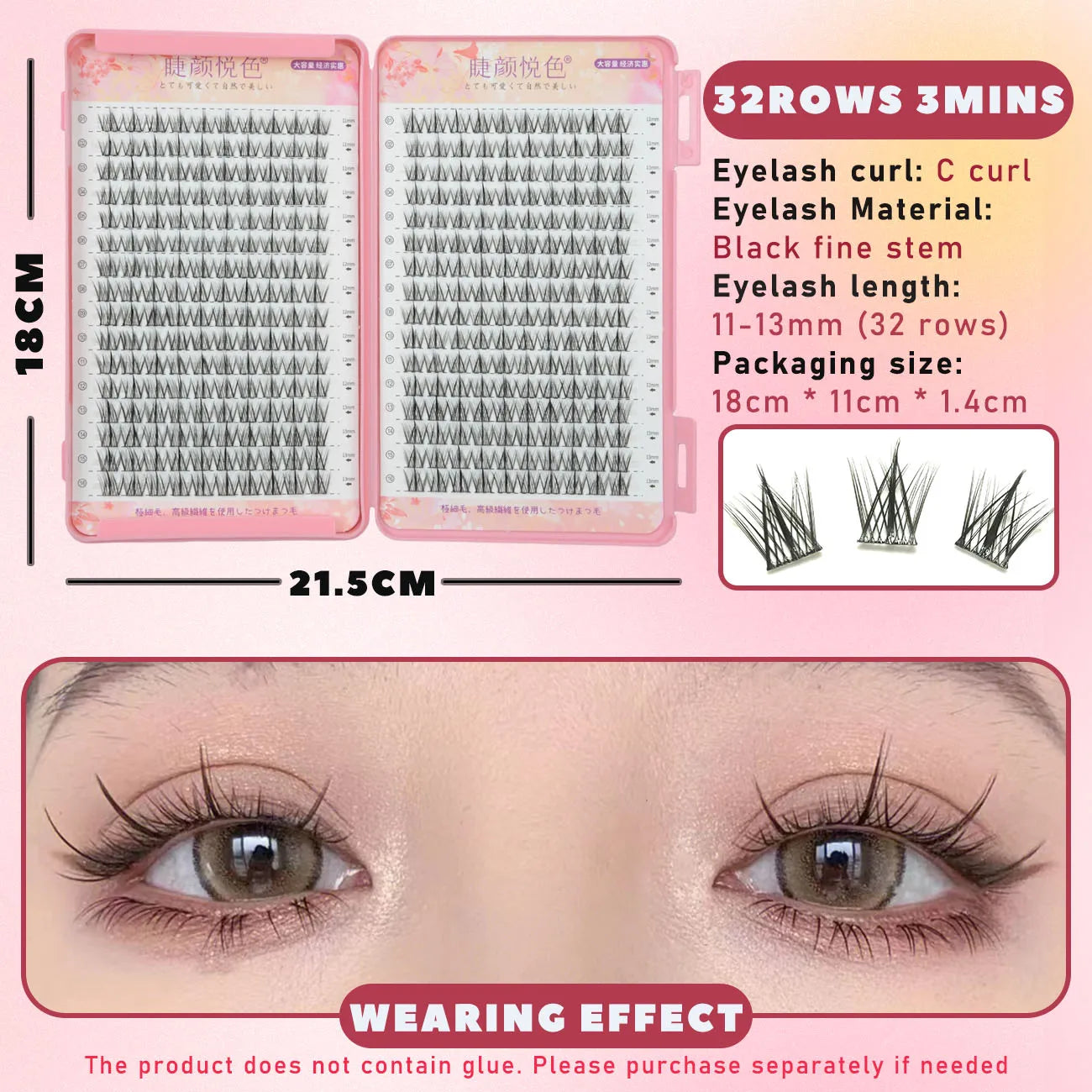 32 Rows Large Capacity Eyelashes Extension Professional Individual Cluster DIY Lashes Natural False Eyelashes Makeup Products