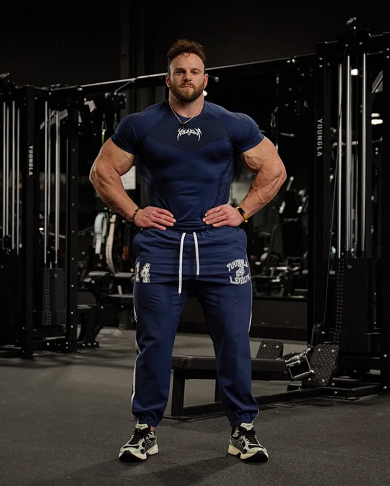 Men Short Sleeve 2025 Spring Autumn New StyleFitness Clothes Quick Drying Breathable Stretch Tight Fitting Clothing T-Shirt