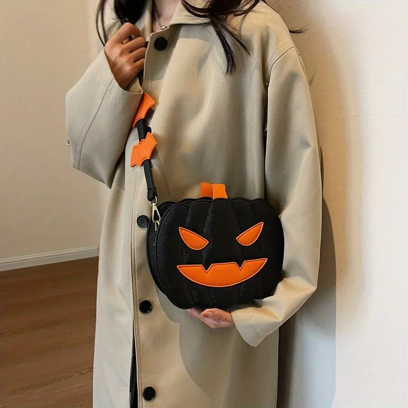 Enchanting Halloween Pumpkin  Bag  Devilish Style with Ghost Skull Accent  Fashion Purse for Women & Girls