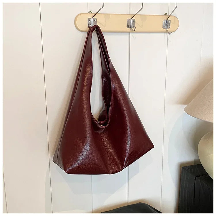 Large Capacity PU Leather Hobo Underarm Bags Autumn Winter Shoulder Bag for Women 2025 New Trend Y2K Handbags and Purses Tote