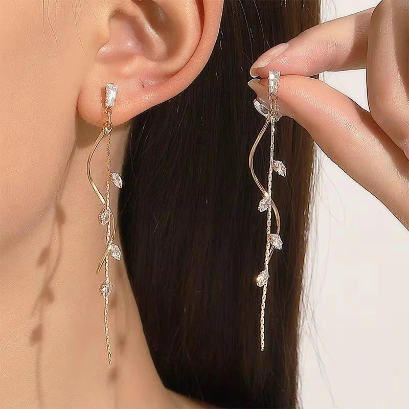 European and American Black Drop Tassel Long Earrings 2025 New Fashion Party Luxury Accessories For Womens Temperament Jewelry