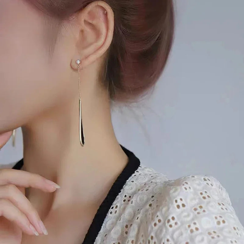 European and American Black Drop Tassel Long Earrings 2025 New Fashion Party Luxury Accessories For Womens Temperament Jewelry