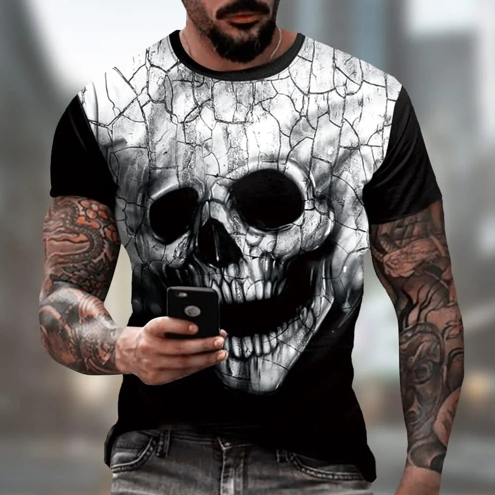 Men's Halloween T-Shirts 3D Skull Print Short Sleeve T-Shirt Casual Round Neck Novelty Street Fashion Shirts anime clothes