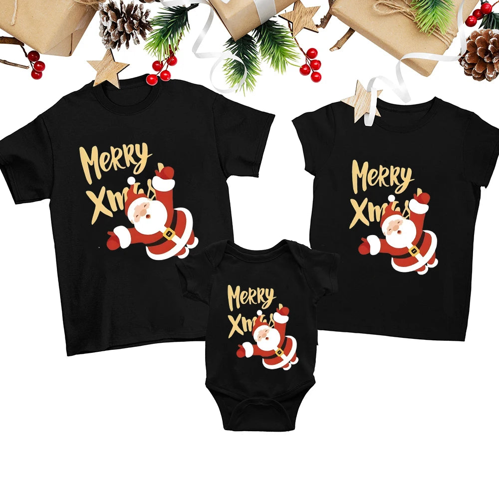 Merry Xmas Matching Family Christmas Shirts Family Christmas Shirts Xmas Tees Father Mother Kids T-shirt Baby Romper