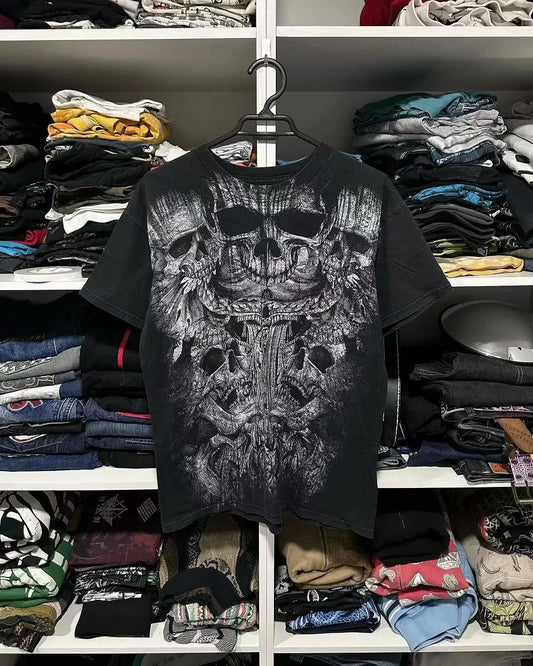 2000s affliction T shirt Clothes Retro Punk Hip Hop Graphic Print Oversized T Shirt Mens new Round Neck Cotton Short Sleeve Tops