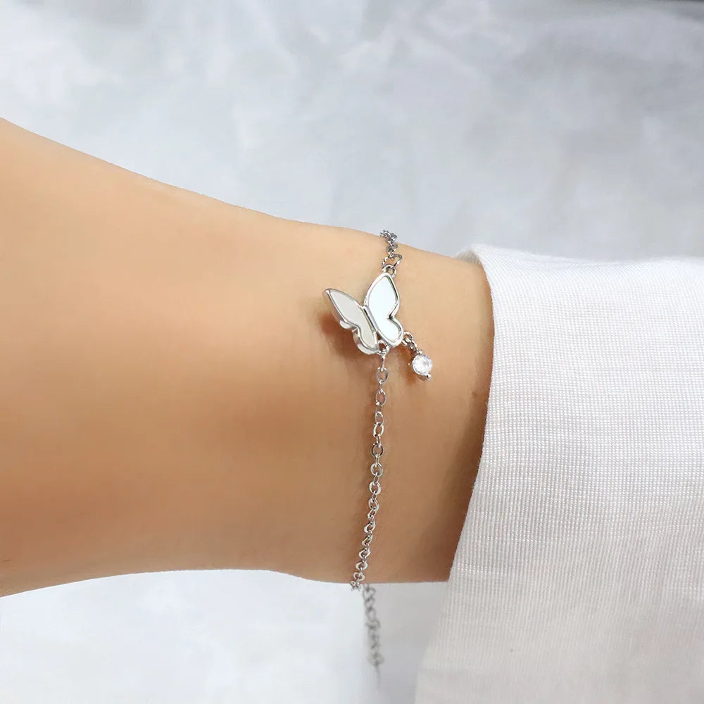 VENTFILLE 925 Sterling Silver Line Extremely fine Bracelet for Women Love Haert Bead Korean Ins Sweet Jewelry Gift Dropshipping