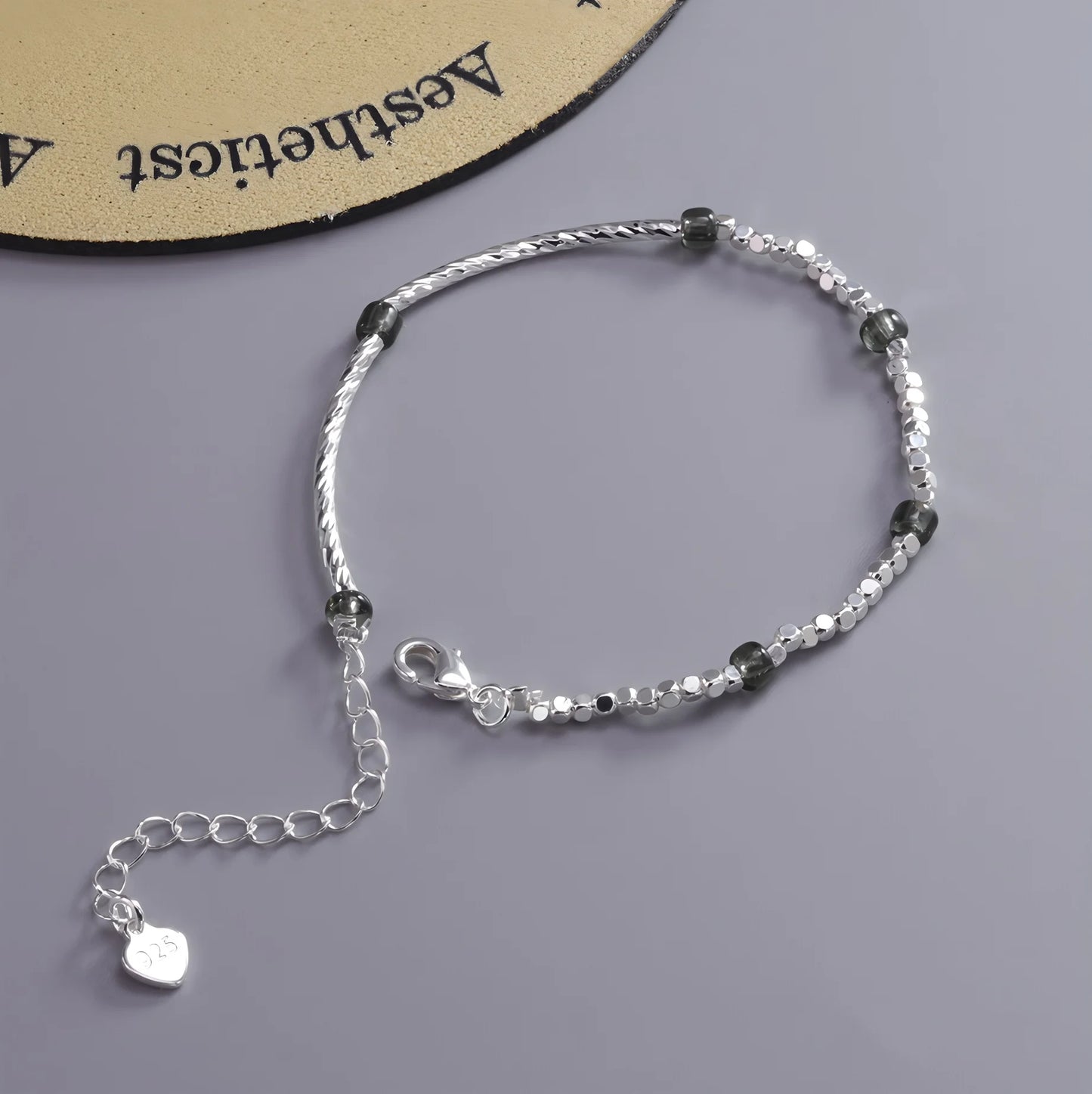 VENTFILLE 925 Sterling Silver Line Extremely fine Bracelet for Women Love Haert Bead Korean Ins Sweet Jewelry Gift Dropshipping