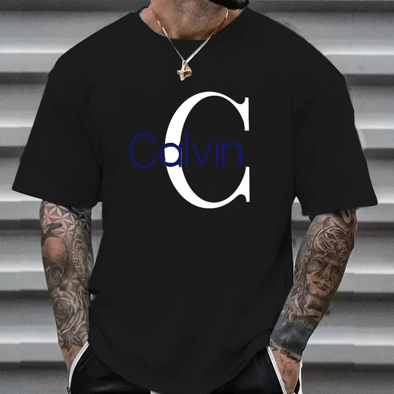 Summer's popular short-sleeved 100% pure cotton T-shirt with letter prints is a casual and fashionable streetwear for men