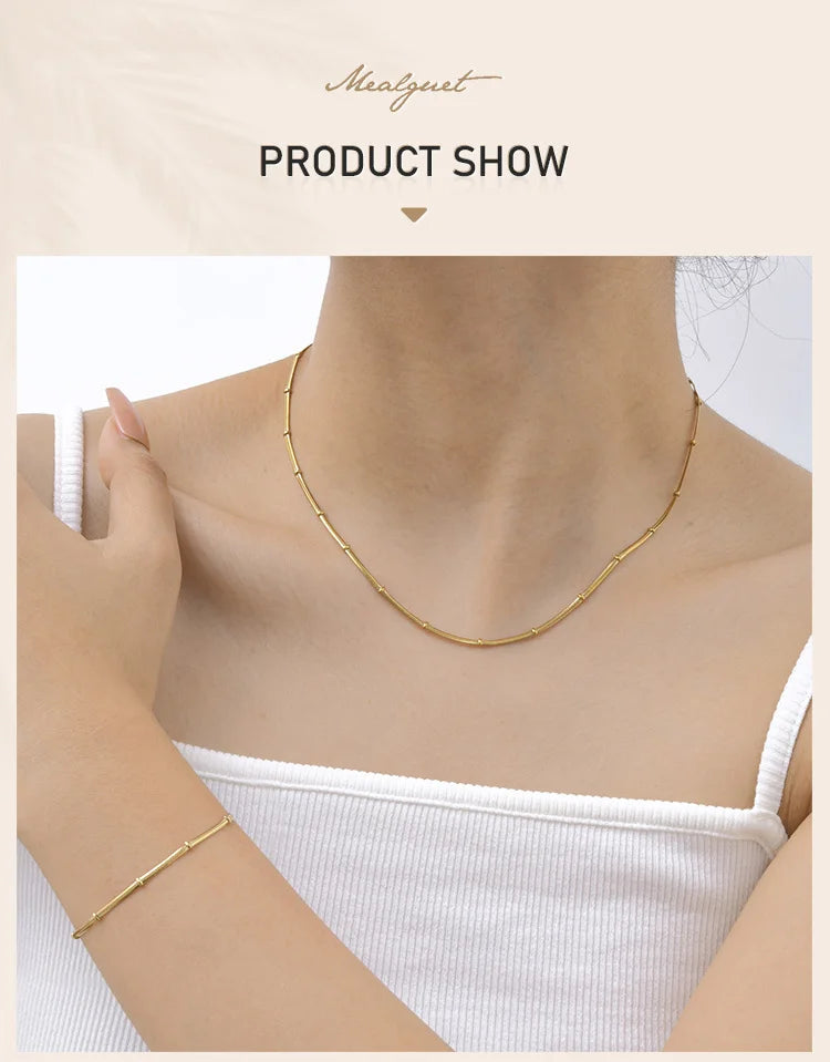 Stainless Steel Snake Ball Bead Chain Bracelet For Women, 18k Gold Plated Thin Link Layered Hand Wristband Christmas Gift