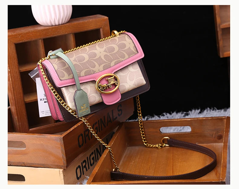 Light luxury women's bag 2025 new high-end color contrast single shoulder underarm bag designer fashionable crossbody small squa