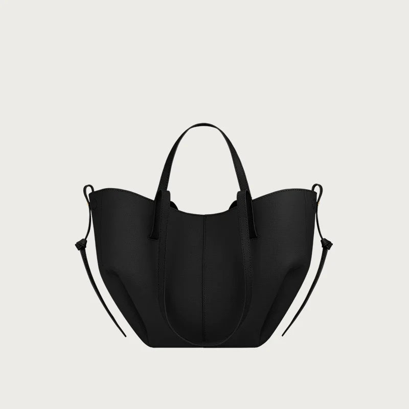 Women's large capacity leather hand-held wing bag, pleated underarm tote bag, casual and fashionable one shoulder underarm bag