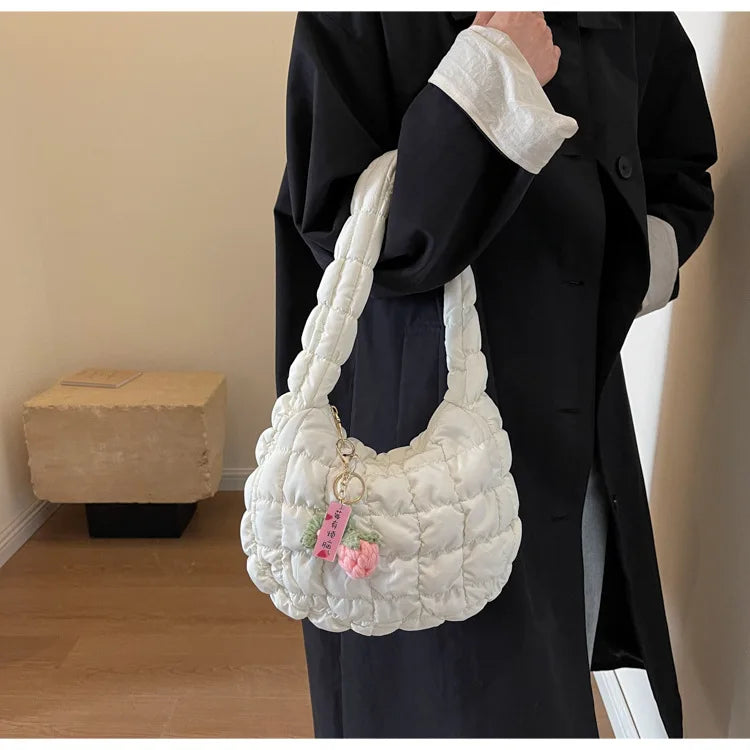Women's Bag Korean Version Sweet Girly Style Shoulder Bag Fashion Casual Bubble Dumpling Bag Fold Cloud Bag Fashion Exquisite