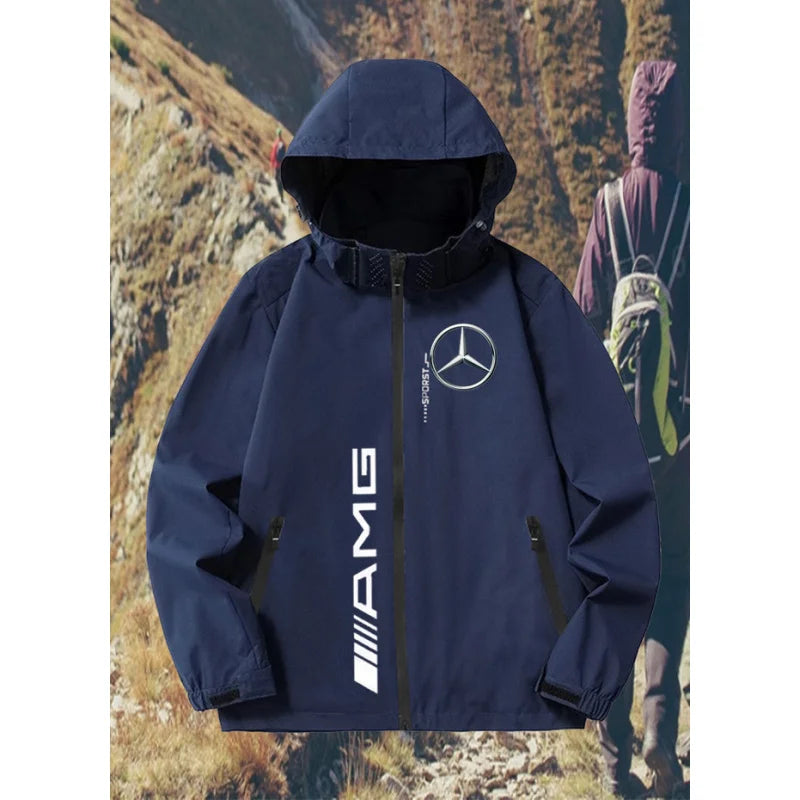 Mercedes-benz UPF100 + Men's autumn windbreaker with pocket zipper, sun protection jacket, UV ultra-light breathable fabric