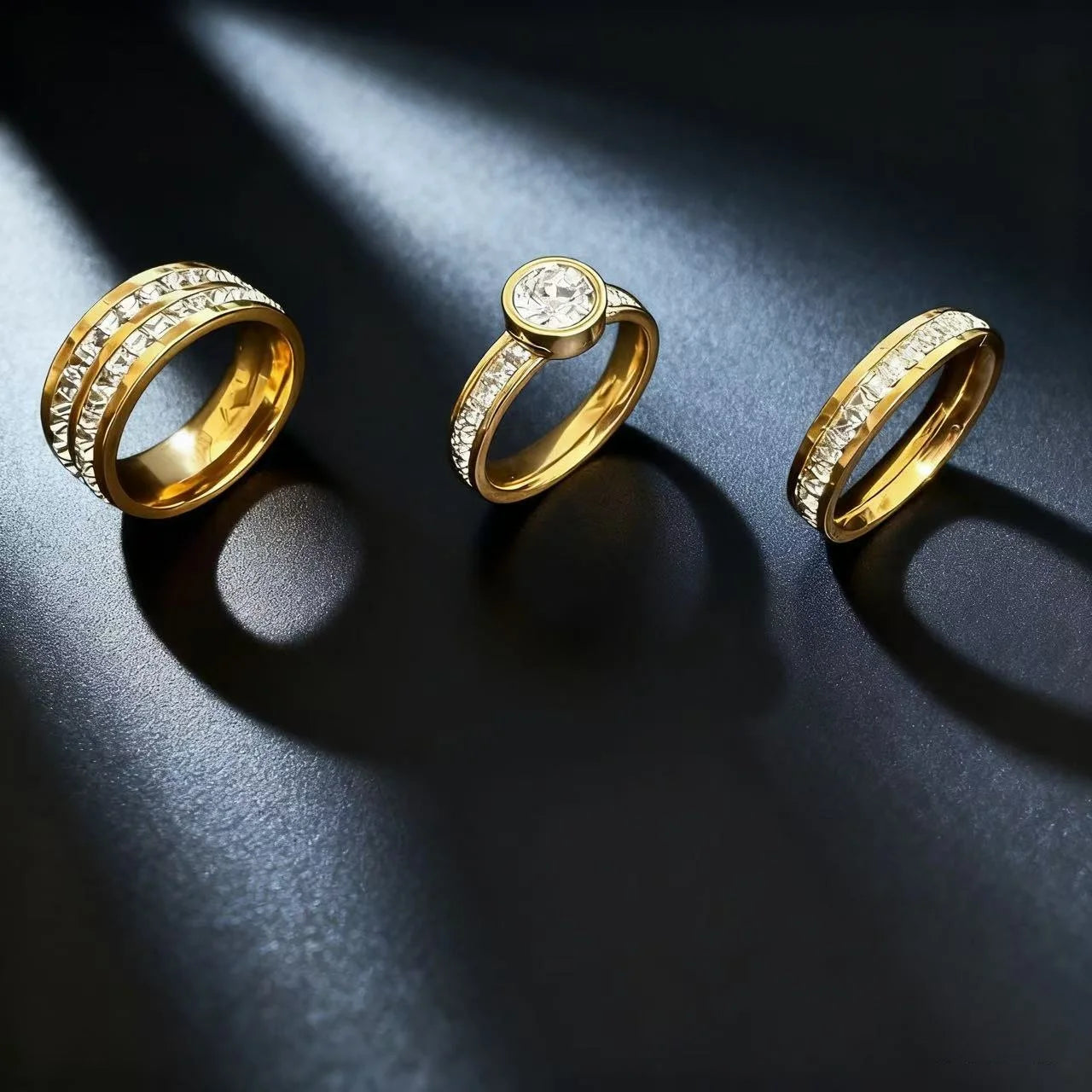 Luxury Zircon Stainless Steel Ring Set For Women 2025 Trend Finger Fashion Jewelry Accessories